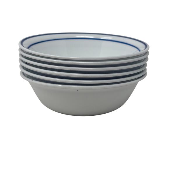 Corelle Country Hearts Blue Rim Soup Cereal Bowls 6.25" Set of 6 Vintage USA - Picture 3 of 4